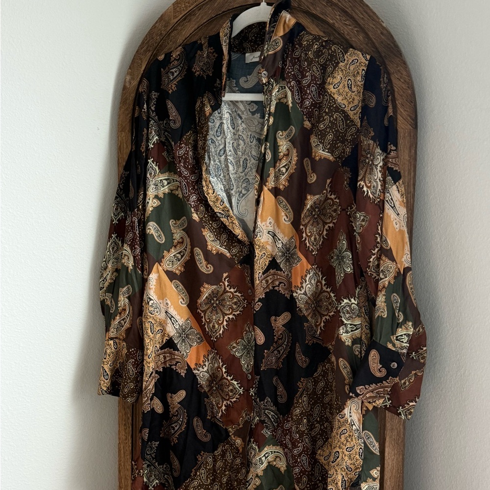 Paisley Patterned button down dress / duster